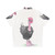 Naked neck chicken wearing high top sneakers on tropical Hawaiian shirt - Back