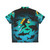 Funny shark and scuba diver illustration on a Hawaiian shirt - Back