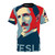 Nikola Tesla inspired electric science t-shirt with tesla coil and lightning bolt graphic