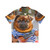 funny pug dog playing guitar on hawaiian shirt