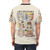 Artistic t-shirt featuring a collage of iconic art styles and a playful cat design - men back