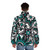 Teal and white puffer jacket with a doodle floral design - men back