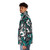 Teal and white puffer jacket with a doodle floral design - men side left
