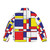 Mondrian-inspired abstract puffer jacket with colorful geometric design - Back