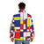 Mondrian-inspired abstract puffer jacket with colorful geometric design - men back
