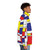 Mondrian-inspired abstract puffer jacket with colorful geometric design - men side right