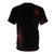 A t-shirt with a dramatic, gothic-inspired design featuring elements of music and dance. - Back