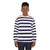Nautical navy blue striped minimalist sweatshirt - women