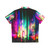 Neon Hawaiian Shirt with Vibrant Urban Skyline and Alien Influences - Back