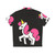 Cute pink unicorn printed on a tropical Hawaiian shirt - Back