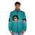 Miss Richfield 1981 wearing a teal full face puffer jacket - men front