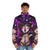 Miss Moxxi Borderlands inspired puffer jacket with black and purple color scheme - men front
