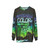 Cosmic sweatshirt with mysterious color from Lovecraft's Color Out of Space - hanging