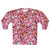 Pink sweatshirt with kiwiana-inspired design