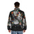 Midnight in Spring Puffer Jacket featuring a conceptual, surreal nature-inspired design with flowers, moon, and stars - men back
