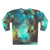 Green galaxy sweatshirt with cosmic nebula design - Back
