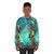 Green galaxy sweatshirt with cosmic nebula design - women
