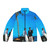 Miami Vice inspired blue puffer jacket with retro graphic illustration