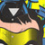 Superhero wearing headphones on a vibrant Hawaiian shirt - Detail