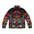 Metroid Dread puffer jacket featuring Samus Aran and the iconic Metroid logo