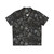 Mycology-inspired black and white Hawaiian shirt with mushroom pattern