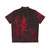 Menacing castle design on a red Hawaiian shirt - Back