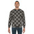 Gray and Black Checkered Sweatshirt with Geometric Pattern - men