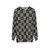 Gray and Black Checkered Sweatshirt with Geometric Pattern - hanging
