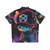 Vibrant cotton candy colored Hawaiian shirt with a graffiti style print - Back