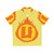 Superhero Letter U Hawaiian Shirt with Fire Insignia