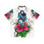 Vibrant dragon and hibiscus design on a Hawaiian shirt