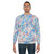 Blue watercolor flower buds painting on sweatshirt - men