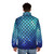 Iridescent mermaid tail puffer jacket with galaxy and ocean-inspired design - men back