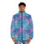 Iridescent puffer jacket with a seamless mermaid scale glitter pattern - men front