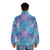 Iridescent puffer jacket with a seamless mermaid scale glitter pattern - men back