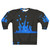 Blue sweatshirt with abstract water splash design