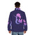 Mermaid puffer jacket in pink and purple hues with a whimsical mermaid design - men back