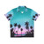 Colorful Hawaiian shirt with palm trees and tropical floral patterns