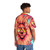 Vibrant Summer Lion Hawaiian Shirt with Pink and White Cartoon Graphics - People Back