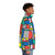 Colorful and geometric patterned Memphis style puffer jacket - men side right