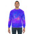 Blacklight fluid painting sweatshirt featuring a vibrant, psychedelic design - men