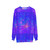 Blacklight fluid painting sweatshirt featuring a vibrant, psychedelic design - hanging
