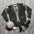 Black suit tie and vest sweatshirt for formal events and weddings - flat lay