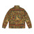 Medieval unicorn floral tapestry puffer jacket - Back