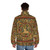 Medieval unicorn floral tapestry puffer jacket - men back