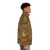 Medieval unicorn floral tapestry puffer jacket - men side right