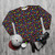 Black rainbow multi color confetti polka dot sweatshirt - flat lay