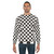 Black checkerboard pattern sweatshirt with modern, minimalist design - men