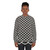 Black and white fish scale geometric pattern sweatshirt - women