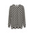 Black and white fish scale geometric pattern sweatshirt - hanging